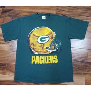 Vintage CSA Green Green Bay Packers T-Shirt Adult Size L yellow short sleeve tee